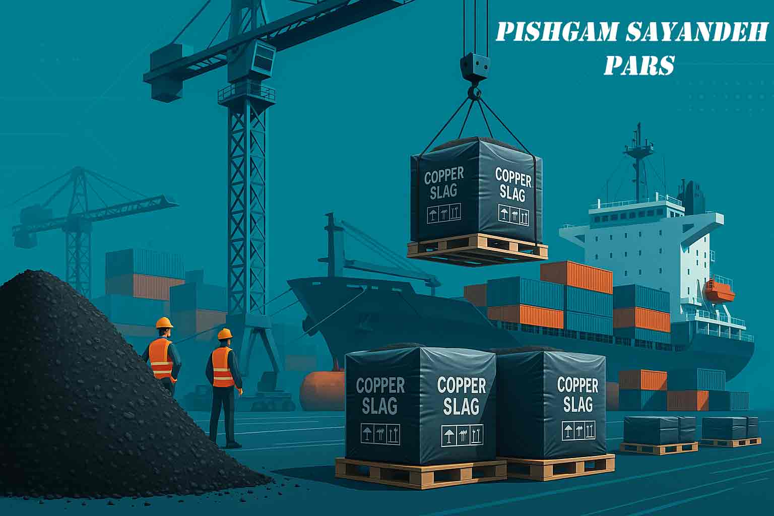 Black copper slag export - Industrial sandblasting - Pishgam Sayandeh Pars Black copper slag export for sandblasting by Pishgam Sayandeh Pars at the port